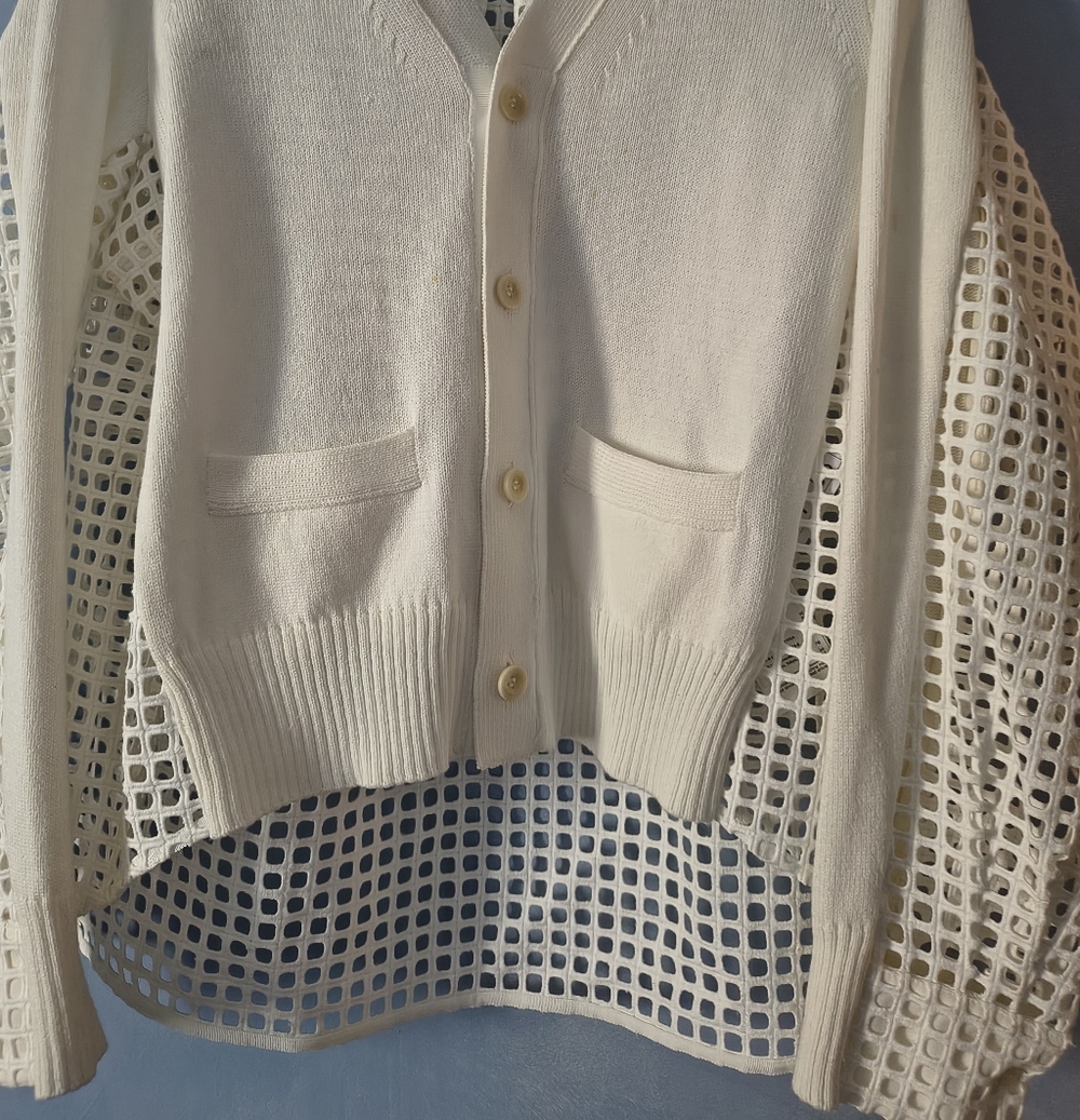 Sacai White Embroidered Cardigan XL - Picture 9 of 14